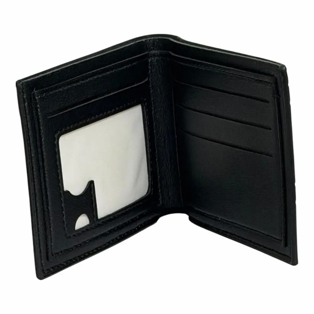 Men's Stylish Black Textured Bi-Fold Wallet